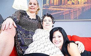 Trio Old And Nubile Lezzies Are Having Fun On Bed